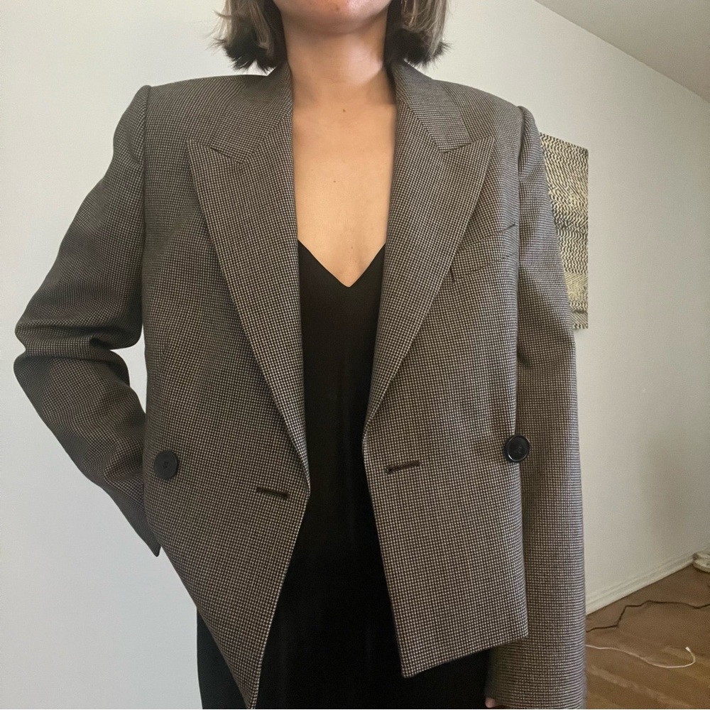 Dries Van Noten Brown Houndstooth Double-Breasted Blazer